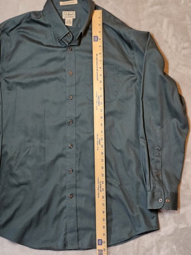 L.L. Bean Men's Button Up Shirt L -TALL Forest Green Wrinkle Resistant - Picture 4 of 12