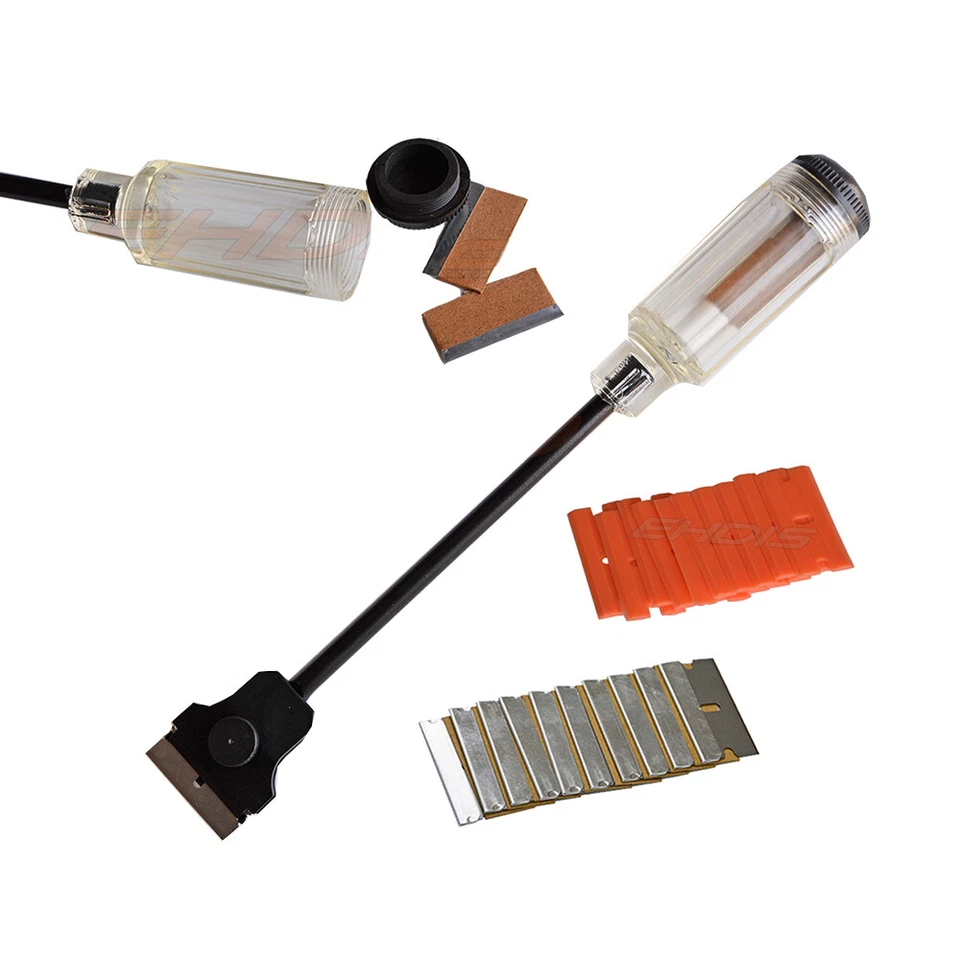 Kit de remoção de bastão de cola filme colorido janela lâminas de barbear raspador clipe cabo longo 12" - Imagem 2 de 4