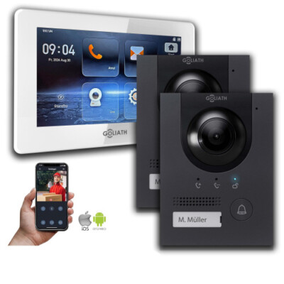 Gegensprechanlage mit Kamera Goliath IP 2-Draht BUS Anthrazit 1-Monitor 2-Außens