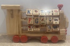 Childrens Wooden Toy Train with Pull String
