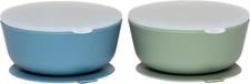WeeSprout Suction Bowls Set of 2 - 100 Silicone Toddler Bowl w/Plastic Lid