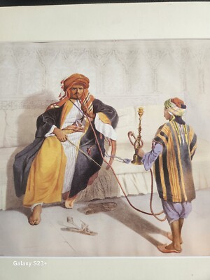 Antique Handcolored Litho  Arab Sheikh By E Prisse Esq on Stone By Saint Germain