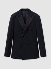 Men Black Suit Double Breasted Peak Lapel Tuxedo Custom Party Wedding Elegant