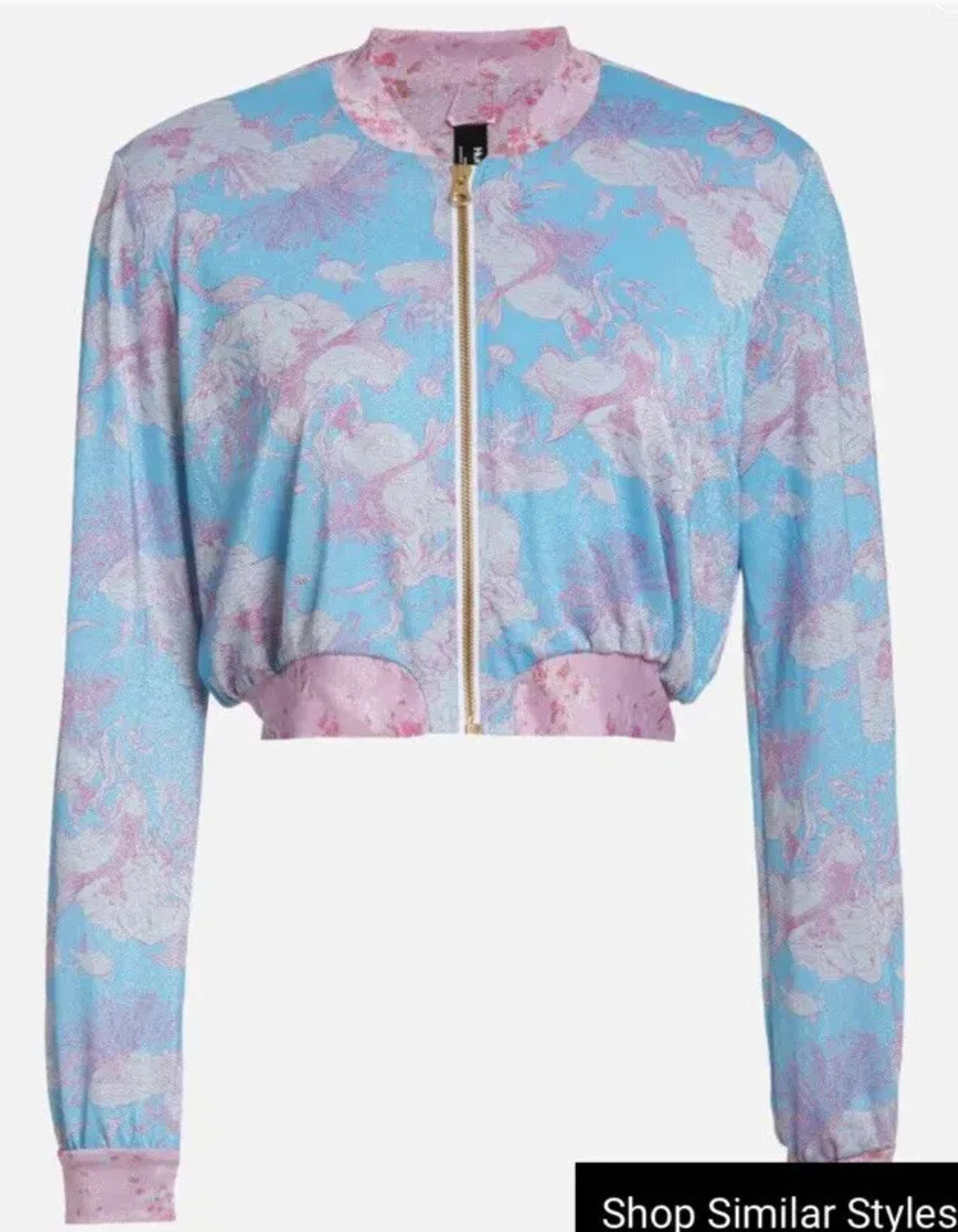 LoveShackFancy X Hurley S Under The Sea Cropped Bomber Zip Jacket $85 Pink Blue image 2