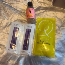 Camille rose curl maker, alterna hair care caviar, deva curl conditioner samples