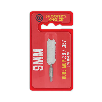 Shooters Choice Bore Cleaning Mop Cotton 8-32 Thread f/9MM .38/.380/.357 Durable