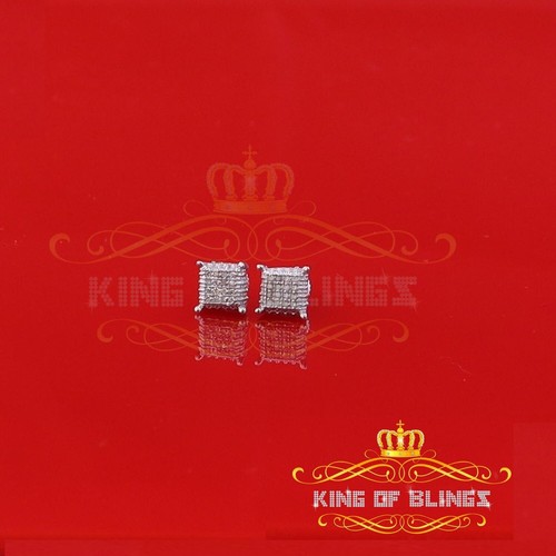 0.10ct Diamond Aretes Para Hombre 925 Silver Women & Men White Square Earring - Picture 1 of 12