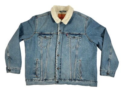 Levi's Men's Big Tall Sherpa Trucker Jacket Blue Denim 384870003