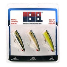 Rebel Lures Pop-R Topwater Popper Fishing Triple Threat 3 Pack Pop-r (1/4 Oz)
