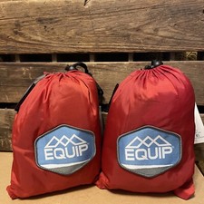 LOT 2 Equip lk ENO 1 Person Red Taupe camping parachute hammock 116" L x 59" W