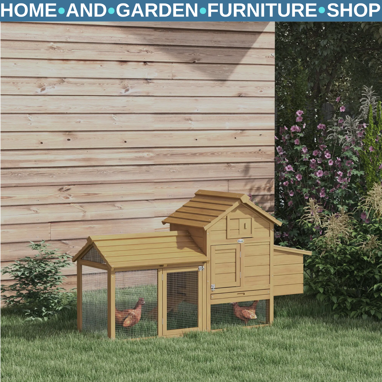 Hen Cage Chicken Coop Nesting Box Solid Fir Wood Construction Weatherproof Grey - Image 3