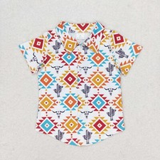Baby Boys Summer Clothing Western Cowboy Short Sleeve Button-up Shirt Top