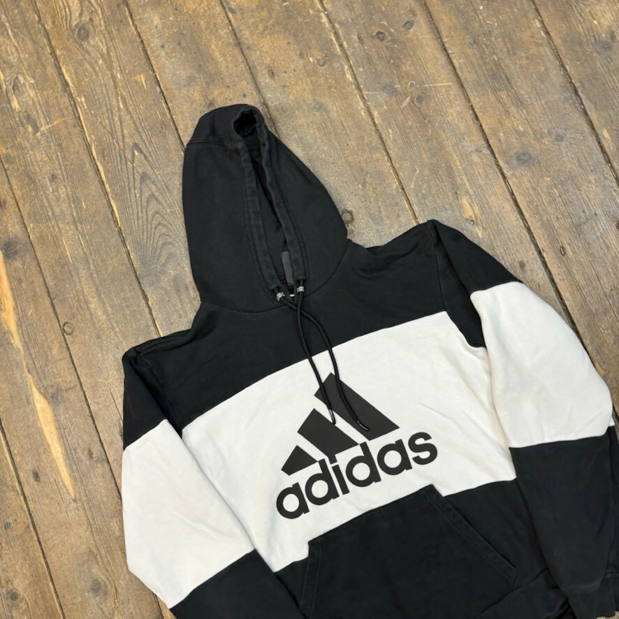Adidas Hoodie Mens Y2K Spellout Pull Over Sweatshirt, Black, Small image 3