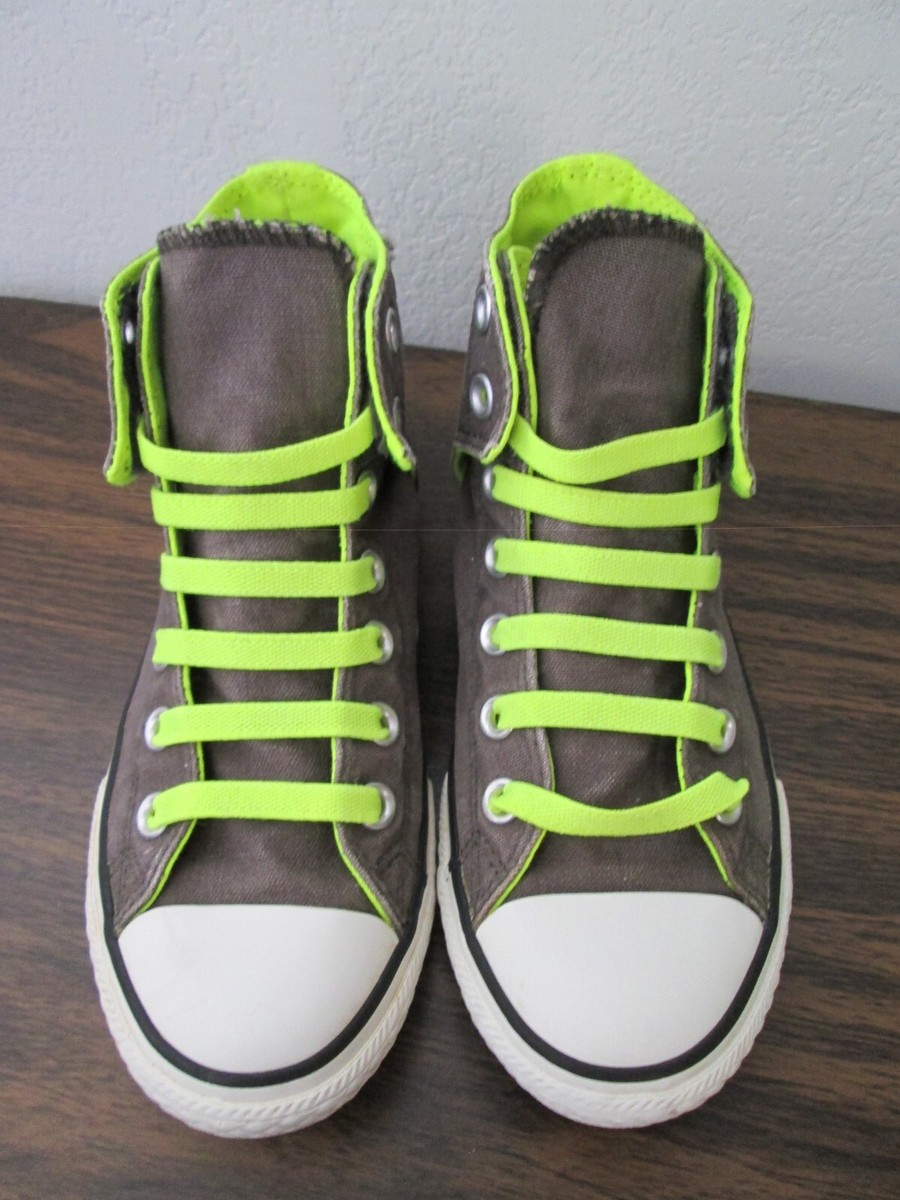 Converse All Star ~ Gray And Lime Green Hi-Top Shoes~ Size 3