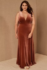 New AnthropologieJenny Yoo Logan Deep-V Velvet Column Gown  size 12