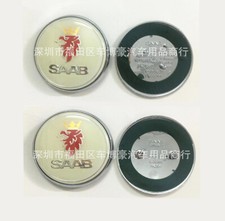 2x Saab Badge 9-39-5 Set Boot Back Bonnet Front Logo Emblem 68mm White