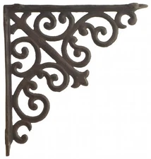 Decorative Wall Shelf Bracket Ornate Cast Iron Brace 10" Deep