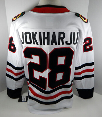 New Men Chicago Blackhawks Henri Jokiharju #28 Fanatics White Jersey XL