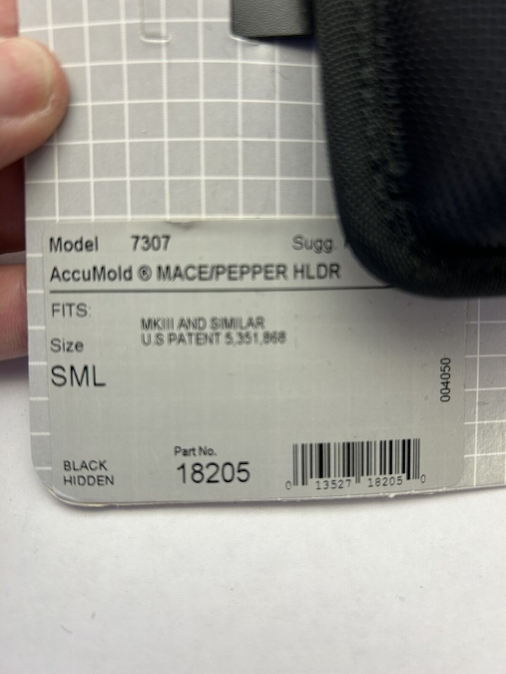 BIANCHI MACE/PEPPER SPRAY HOLDER, BLACK HIDDEN SNAP, Small MODEL 7307