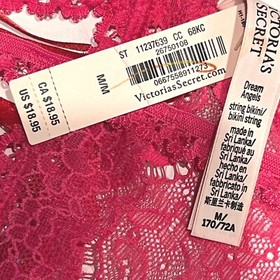 NWT VICTORIA'S SECRET Dream Angels String Bikini XS-M-L Pink Lace Red
