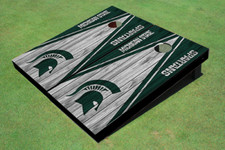 Michigan State University White And Hunter Matching Wood Look Triangle Cornhole