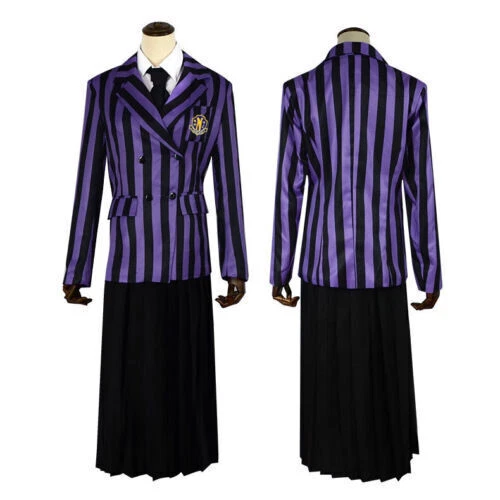 Addams Cosplay Wednesday School Uniform Dress Enid Xavier Bianca Masquerade Suit - Bild 11 von 17