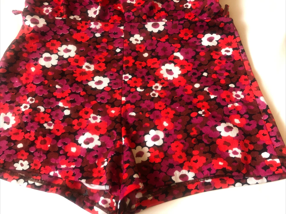 Vintage One Piece Pink Purple Floral Swimsuit 1950-60s Pin-up See Measurements - Image 4 of 4