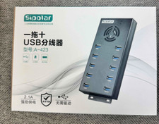 Sipolar A-423 10-Port USB Hub - High-Speed USB Splitter