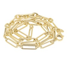 Italian 14k Yellow Gold Hollow Paper Clip Link Necklace 4.2mm 18" 7 grams