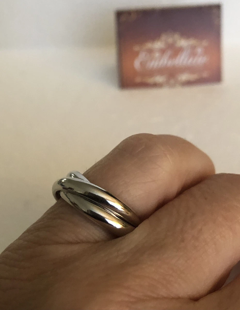 Anillos para dama entrelazados entre son tres de rodio joyeria