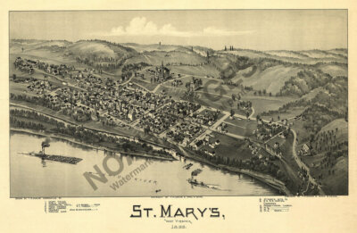 Panoramic Map of St Marys WV 16x24