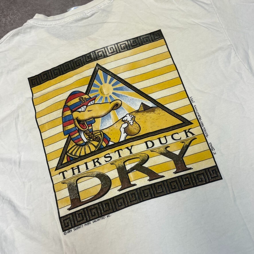 Thirsty Duck Dry T-Shirt Mens Canadian Pub Graphic Single Stitch Tee, White XL image 4
