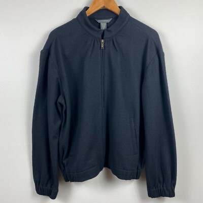 Banana Republic Jacket Womens XL Black Wool Blend Lightweight Full Zip Stretch