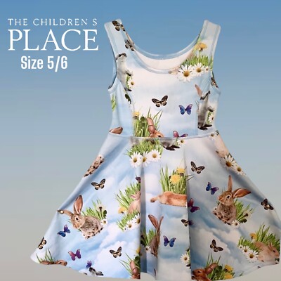 Childrens Place  Spring Easter Bunny Rabbit Butterfly Daisy Dress Size Small 5/6