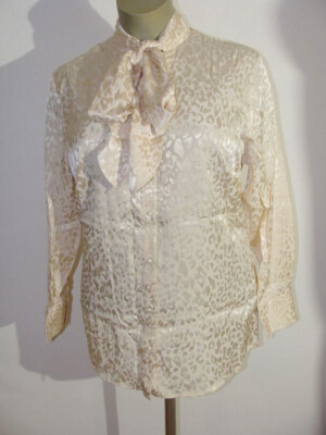Judith Williams Satin Sparkle Blouse With Bow And Leopard Print Size 48