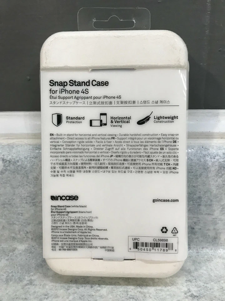 New Incase CL59898 Snap Hard Case for Apple iPhone 4S/4  White Black with Stand - Image 2 of 4