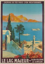 Vintage Lac Majeur Lake Maggiore French Tourism Poster Print A3/A4
