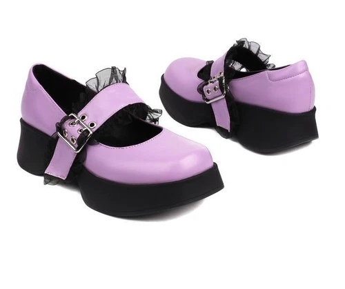 Damenschuhe Mary Janes bequeme Retro-Pumps rund geschnitten Schnalle Plateau Halbschuhe - Bild 3 von 14