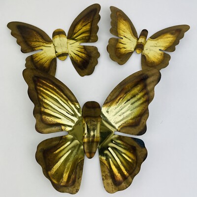 3 Metal Butterflies Home Interior Wall Decor Retro Boho Patina Tin ...