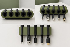 5-Port Cable Organizer Clip Holder Olive Green Desk Cable Management
