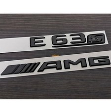 F&uuml;r Mercedes-Benz E63S AMG Schriftzug Embleme Aufkleber Logo Glanz Black