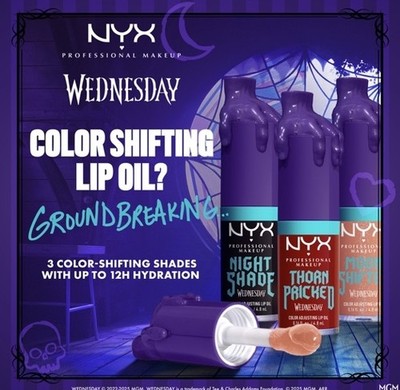 NYX Wednesday Lip Oil Set Moon Shyfted Night Shade Thorn  