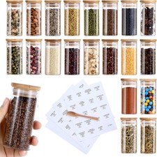 20pcs 4 oz Glass Jars with Bamboo Airtight Lids, 200 Printed Spice Labels