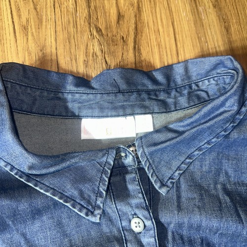 Belle Kim Gravel Women’s 1X Blue Denim Shirt Long Sleeve Lyocell - Picture 2 of 4