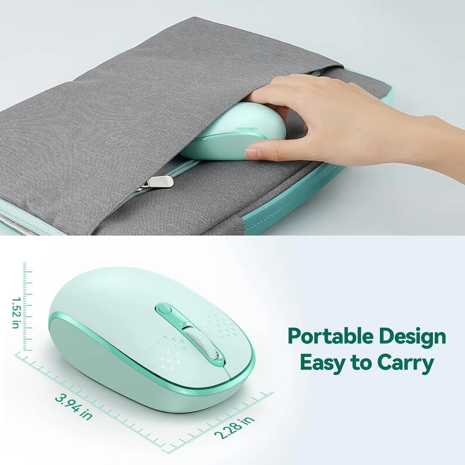 TECKNET Wireless Mouse 2.4G Quiet Portable USB Cordless 1600 DPI for Laptop PC - Image 3 of 4