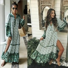 Spell & The Gypsy Winona Gown for Siren Song Green Ivy Maxi Dress Size Small
