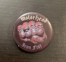 Vintage Motorhead Iron Fist Button 1.25” Button Pin 1984 Lemmy Metal