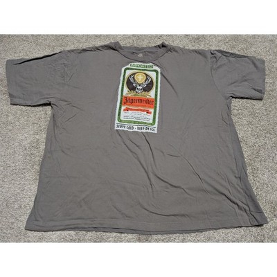 Jagermeister T-Shirt Mens XXL Gray Bottle Label Graphic Short Sleeve Casual Tee