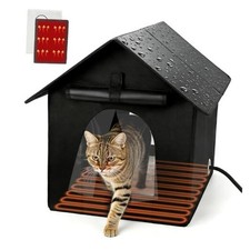 Heated Cat House for Medium 16.9" x 13.4" x 16" Black House without Leg