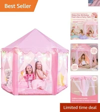 Princess Tent for Kids, 55x53 in - Starry LED Lights & Cozy Indoor Playhouse